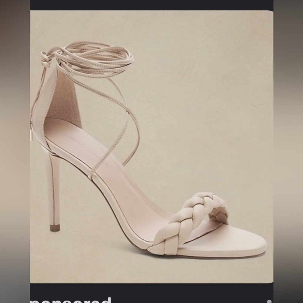 Banana Republic Treccia Braided Ankle Wrap/Tie Heeled Sandals